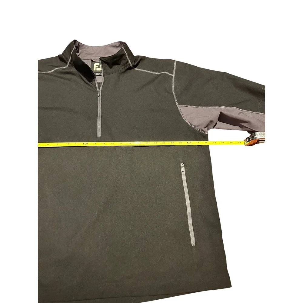 FootJoy Mens Golf Windshirt Quarter Zip Short Sleeve Black Grey Pullover‎ Large